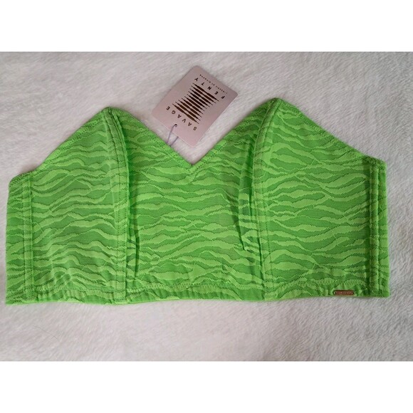 Savage x Fenty All Over Me Lace Bandeau Bralette Green Tea Strapless Size 1X - Picture 2 of 7